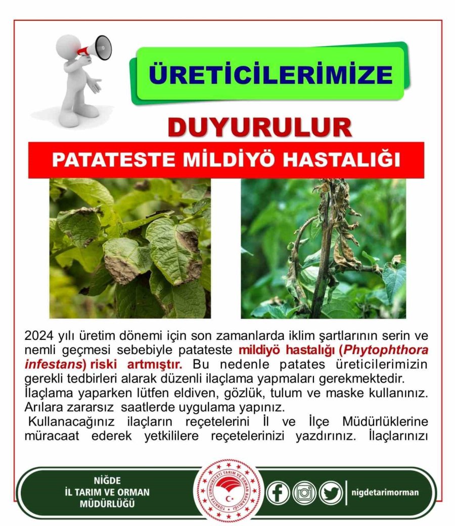 Patates Üreticilerine "mildiyö" Uyarısı