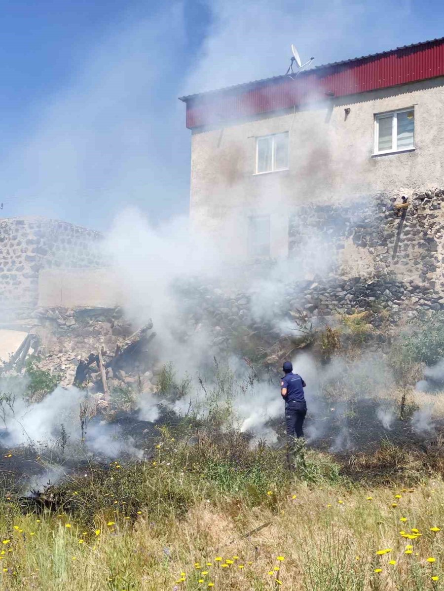 Alevlerin Ortasında Kalan Kaplumbağaya Ekiplerden Yardım Eli