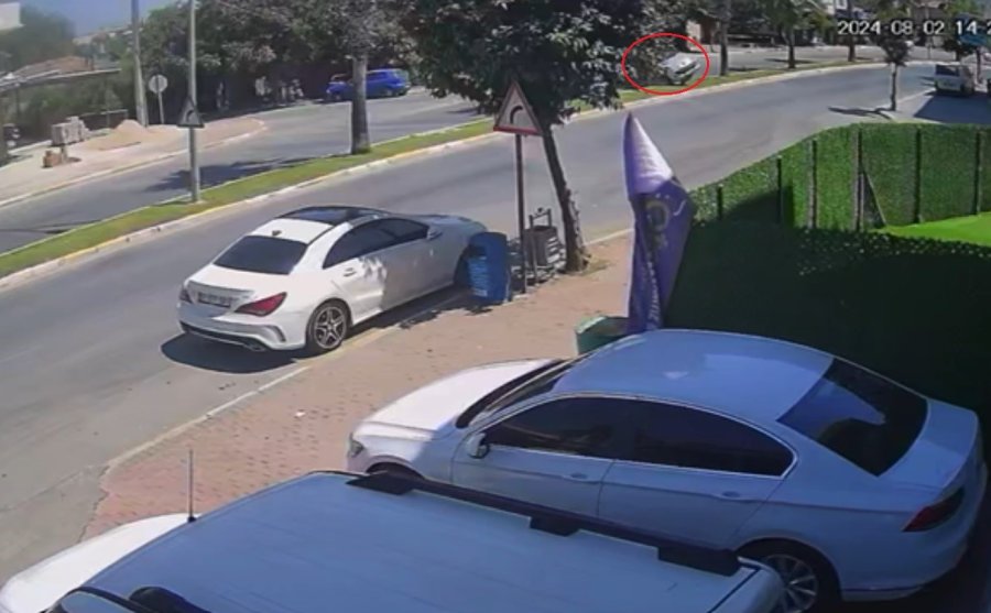 Otomobil Refüjdeki Palmiyeye Çarptı, Araçtaki Yaralıların İlk Yardımına Vatandaşlar Koştu