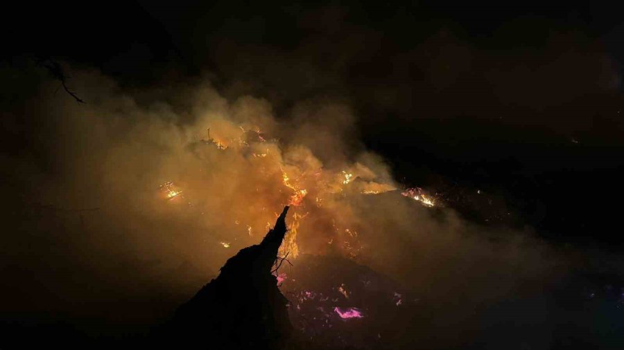 Gazipaşa’da Atıkların Biriktiği Sahilde Çöplük Yangını