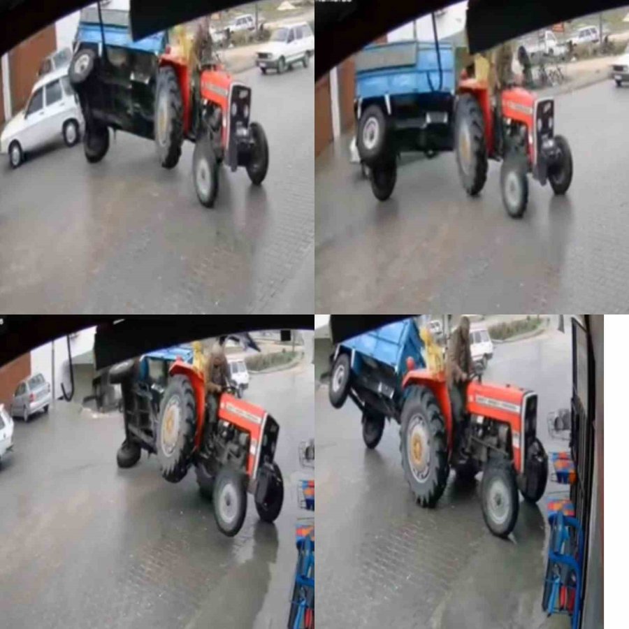 Traktörün Römorku Şaha Kalktı, Facia Kıl Payı Atlatıldı