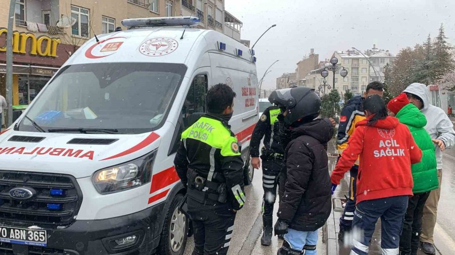 Karaman’da Motosikletin Çarptığı Yaya Yaralandı