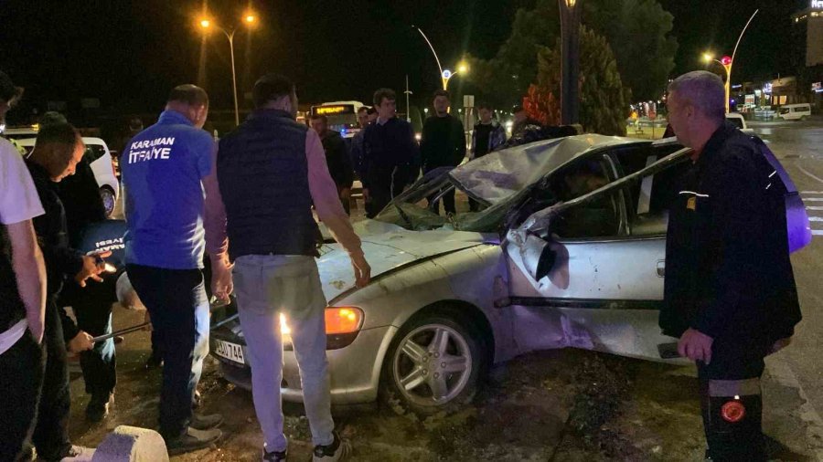 Karaman’da Takla Atan Otomobildeki 2 Kişi Yaralandı