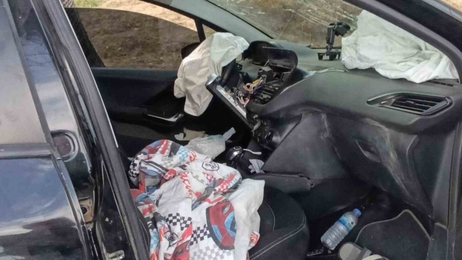 Kontrolden Çıktı Karşı Şeride Geçip Palmiyeye Çarptı: 2 Yaralı