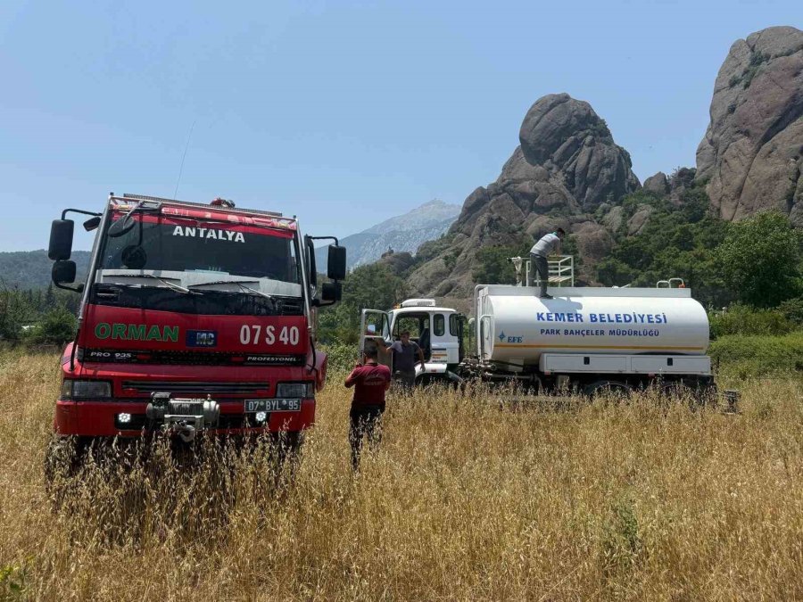 Kemer’de Çalılık Alanda Yangın