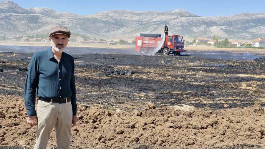 Yüksek Gerilim Hattına Temas Eden Balya Asansörü 40 Dönüm Tarlayı Kül Etti