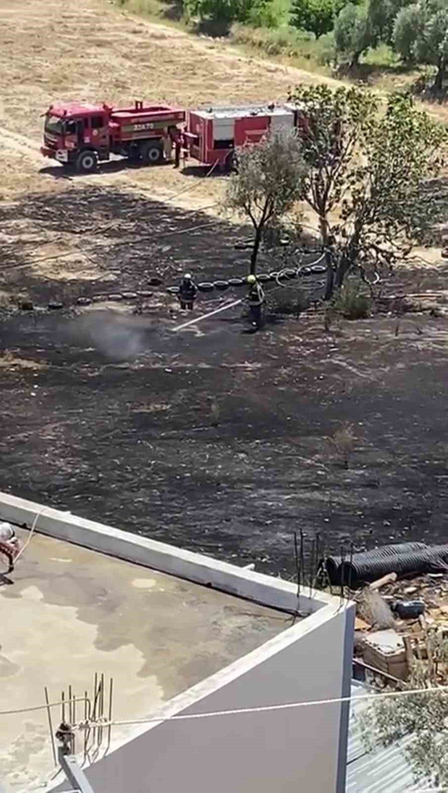 Mersin’de Kayısı Bahçesinde Yangın