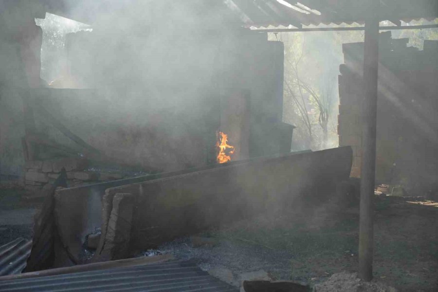 Serik’teki Orman Yangınında Evler Ve Ahırlar Yandı