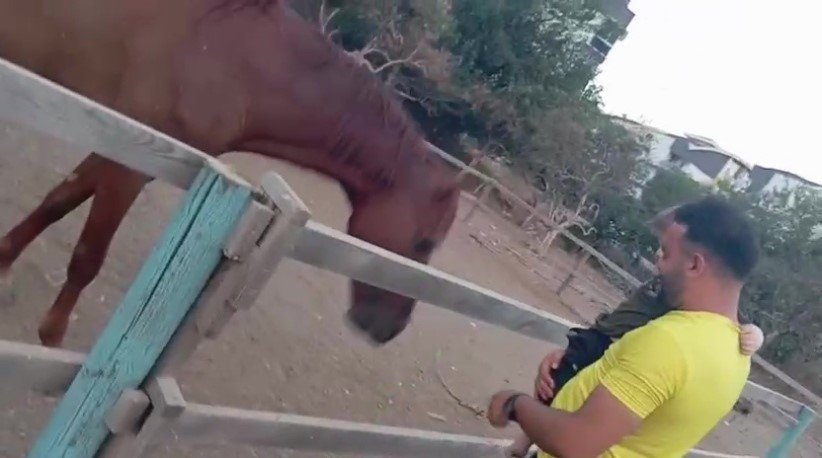 Attan Beklenmedik Hareket: Babasının Kucağındaki Çocuğu Isırarak Alıp Havaya Fırlattı