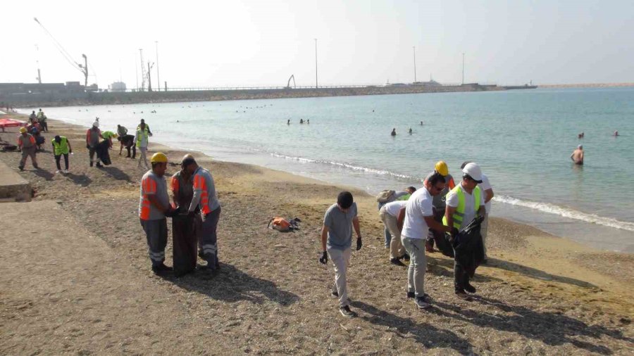 Sahilden Plastik, Cam Ve Çeşitli Atıklar Toplandı