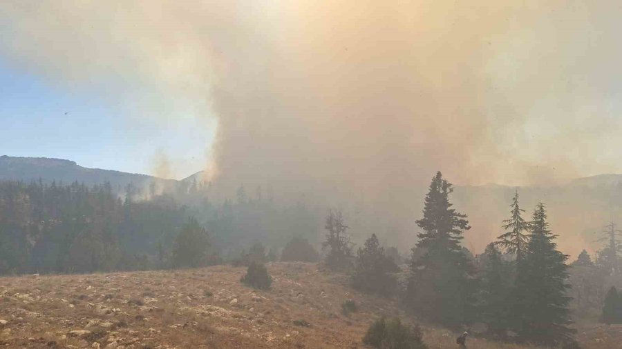 Karaman’da Çıkan Orman Yangınına Havadan Ve Karadan Müdahale Ediliyor