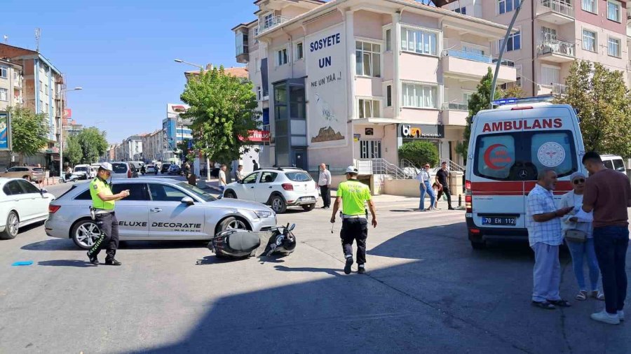 Karaman’da Otomobille Motosiklet Çarpıştı: 1 Yaralı