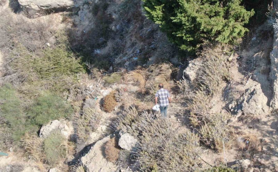 Denize Sıfır Sarp Kayalıklarda Ot Topluyor, Gören İtfaiyeyi Arıyor