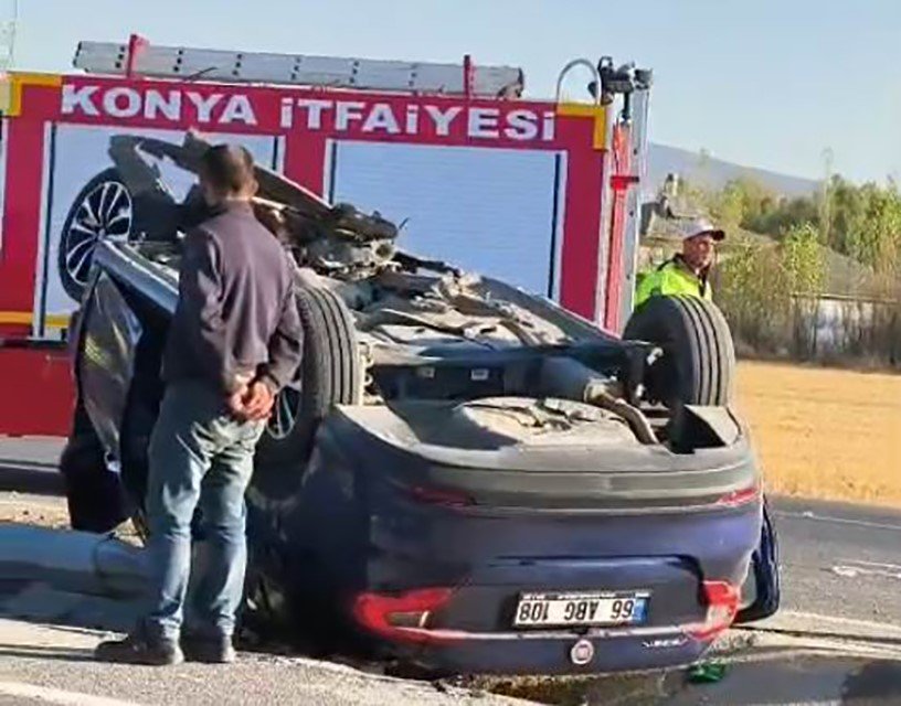 Konya’da Otomobil Takla Attı: 3 Yaralı