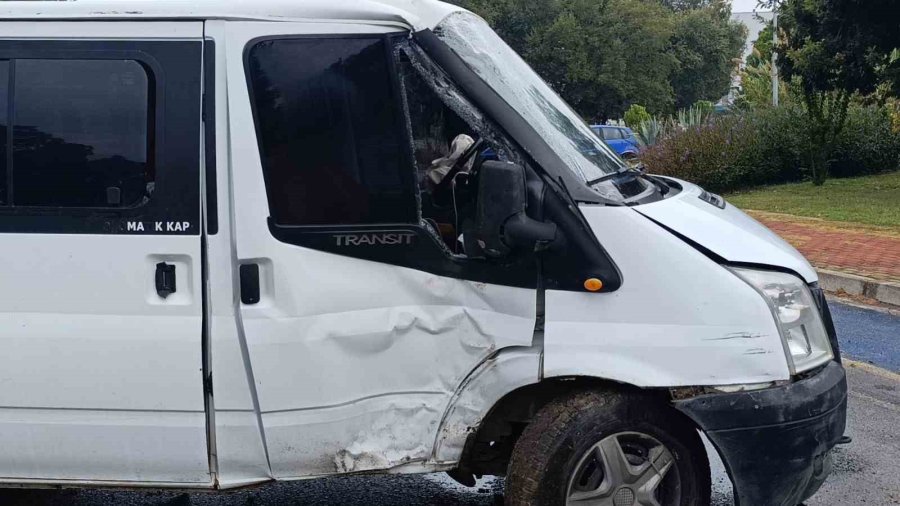 Kontrolden Çıkan Kamyonet Palmiye Ağacına Çarptı: Kaza Anı Kamerada