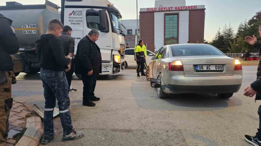 Kulu’da Tanker İle Otomobil Çarpıştı, Kaza Ucuz Atlatıldı