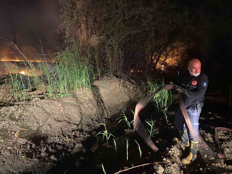 Serik’te Yol Kenarındaki Otluk Alanda Çıkan Yangın Korkuttu