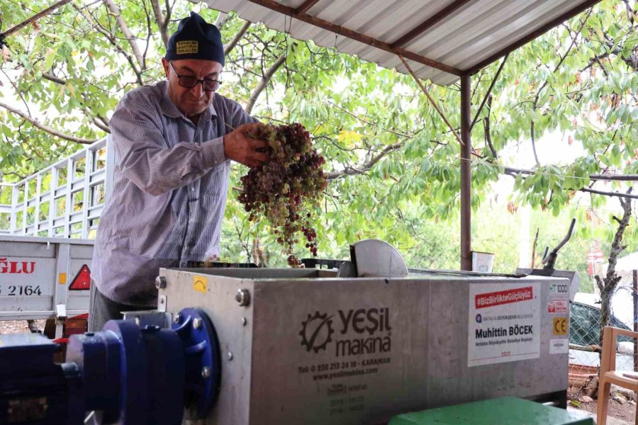 Büyükşehirden Üreticiye Üzüm Sıkma Makinesi Desteği