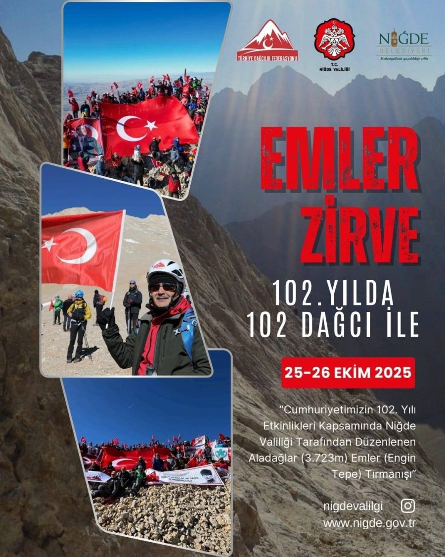 Cumhuriyetin 102. Yılında 102 Dağcı Emler Zirvesi’ne Tırmanacak