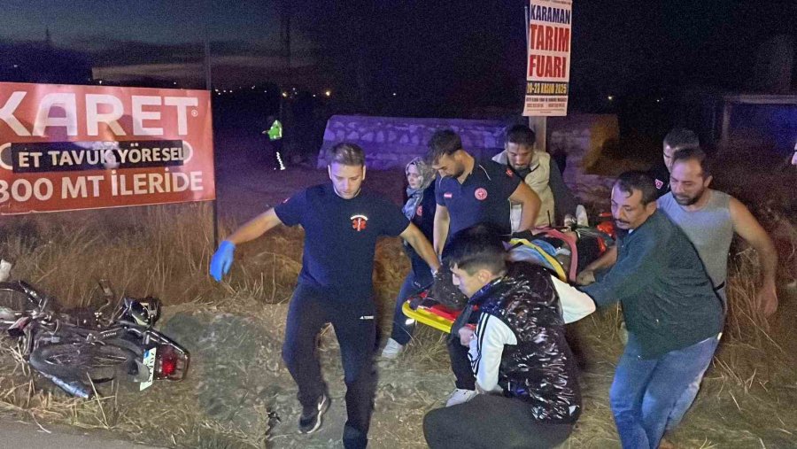 Karaman’da Motosiklet Şarampole Devrildi: 2 Yaralı