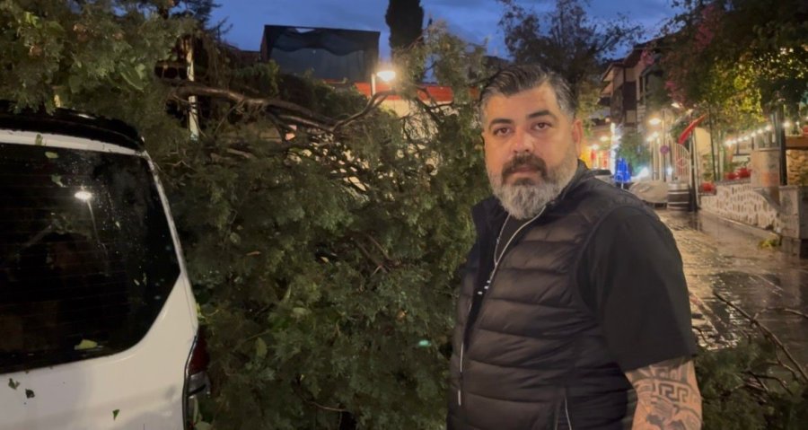 Fırtınanın Devirdiği Ağaç Park Halindeki Aracın Üzerine Düştü
