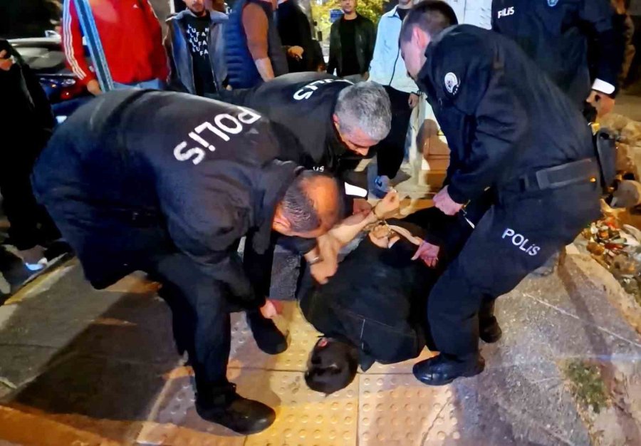 Yoldan Geçen Araçlara Zarar Verdi, Polise Direndi, "öldürün Beni" Diye Bağırdı