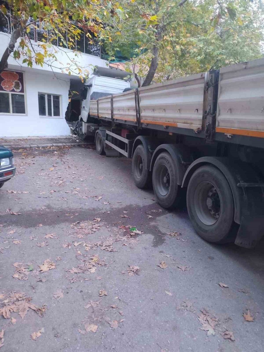 Freni Boşalan Tır, Direk Ve Otomobile Ardından Fırına Çarptı: 5 Keçi Telef Oldu