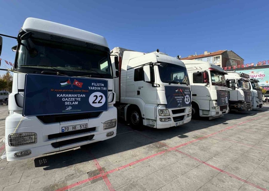 Karaman’dan Gazze’ye 6 Yardım Tırı Dualarla Uğurlandı