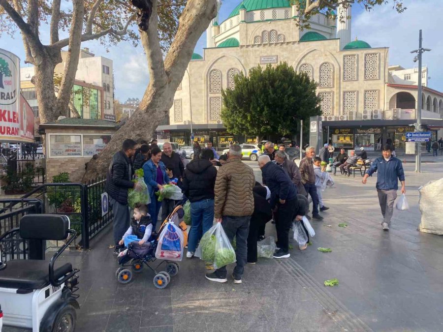 Antalyalı Çiftçi Ürünlerin Çöpe Dökülmesine Tepki Olarak 200 Marulu Ücretsiz Dağıttı