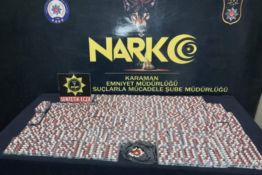 Karaman’da 2 Bin 721 Adet Sentetik Hap Ele Geçirildi: 4 Tutuklama