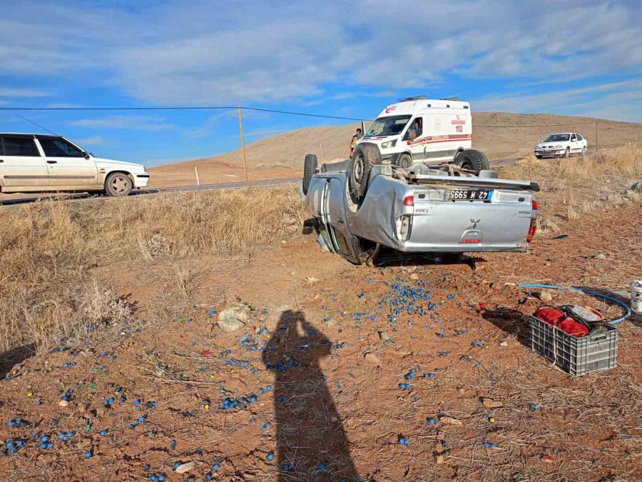 Kulu’da Belediye Aracı Takla Attı, 3 Personel Yaralandı