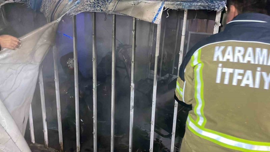 Karaman’da Şarja Bırakılan Elektrikli Bisikletler Yandı