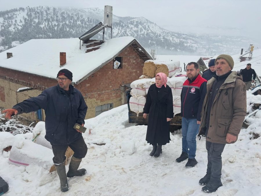 Karaman’da Karın Ağırlığına Dayanamayan Ahırın Çatısı Çöktü