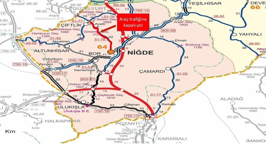 Niğde’de Yoğun Kar Yağışı Nedeniyle İki Yol Trafiğe Kapatıldı