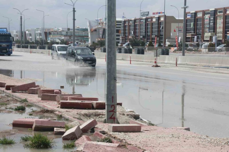 Hızla Su Birikintisine Giren Otomobil Takla Attı