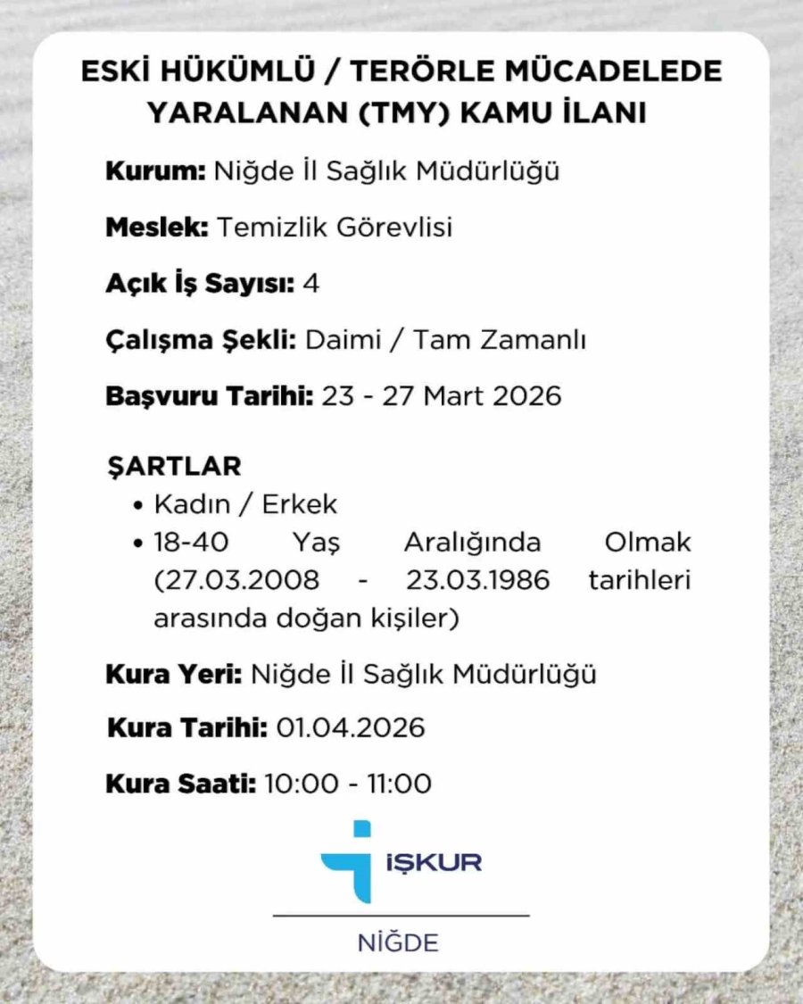 Niğde’de Kamu Kurumlarına 4 Daimi, 110 Geçici Personel Alımı Yapılacak