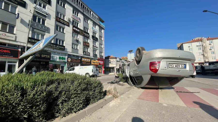 Karaman’da Takla Atan Otomobil Sürücüsü Yaralandı
