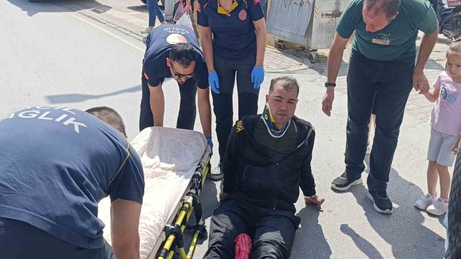 Bisikletli Çocuğa Çarpmamak İçin Motosikletini Devirip Yaralandı