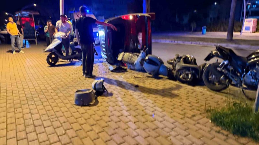 Otomobil Takla Attı, Ortalık Savaş Alanına Döndü