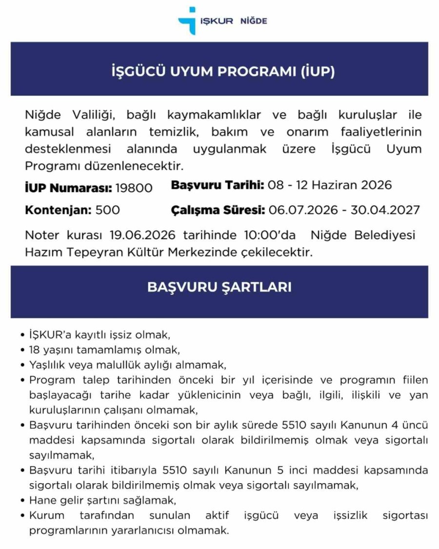 Niğde’de 500 Kişilik İstihdam Fırsatı