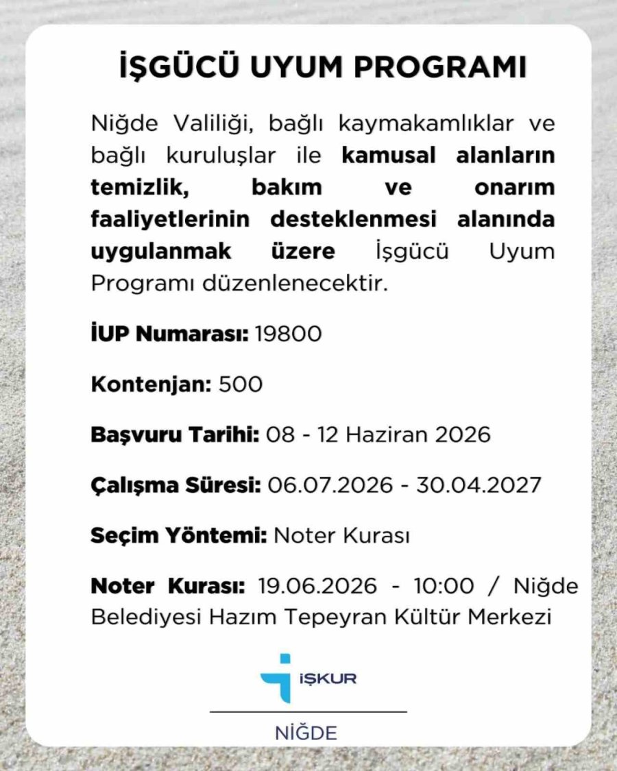 Niğde’de 500 Kişilik İstihdam Fırsatı