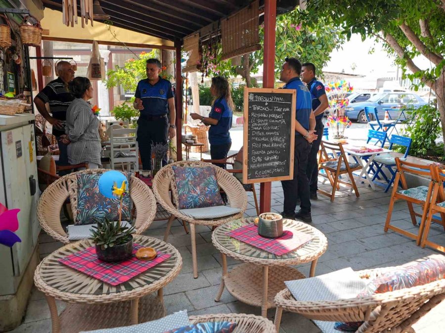 Tarsus’ta Zabıtadan Esnafa Ortak Kullanım Alanı Bilgilendirmesi
