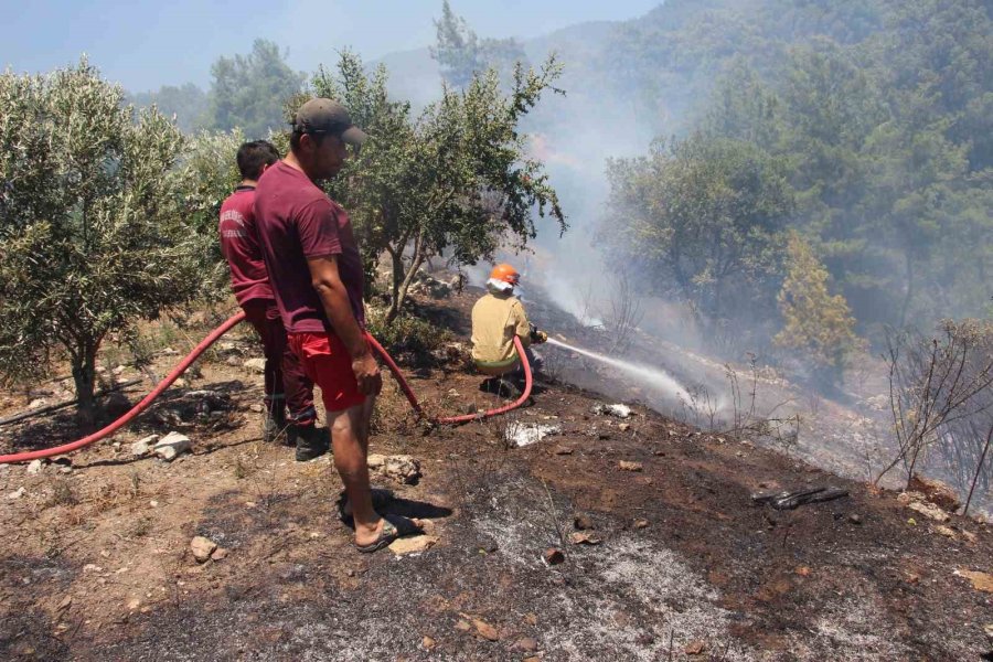 Kumluca’da Makilik Alanda Çıkan Yangın, Evlere Ve Ormanlık Alana Sıçramadan Söndürüldü