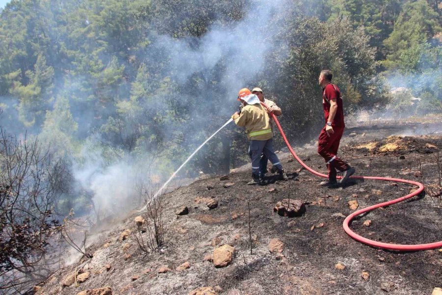 Kumluca’da Makilik Alanda Çıkan Yangın, Evlere Ve Ormanlık Alana Sıçramadan Söndürüldü