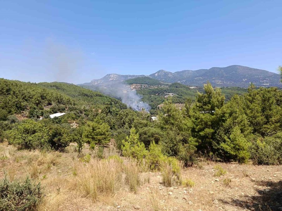 Kumluca’da Makilik Alanda Çıkan Yangın, Evlere Ve Ormanlık Alana Sıçramadan Söndürüldü