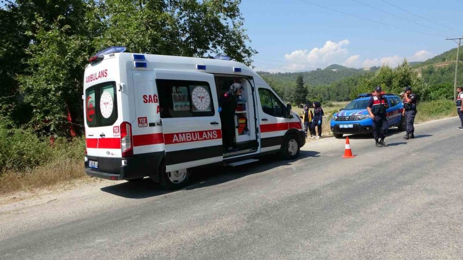 Devrilen Çekici Çınar Ağacına Takıldı Sürücü Araç İçinde Sıkıştı