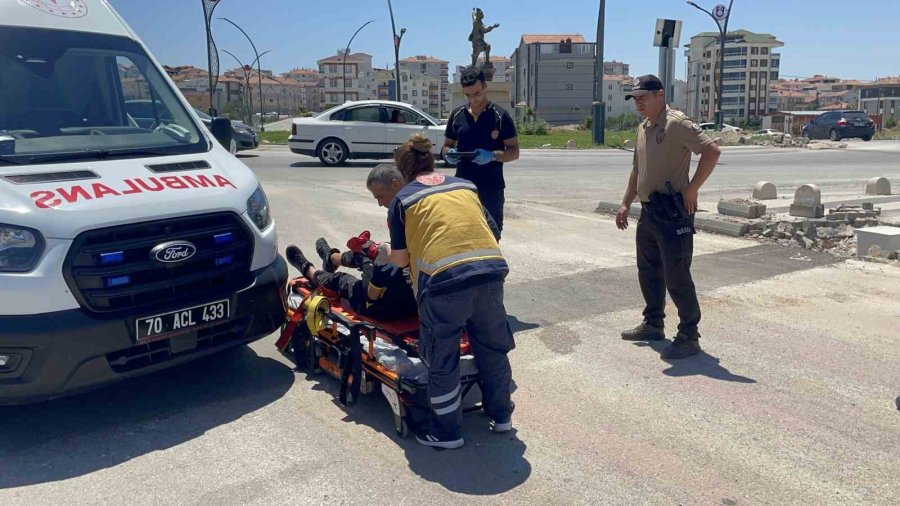Karaman’da Otomobille Çarpışan Motosikletin Sürücüsü Yaralandı