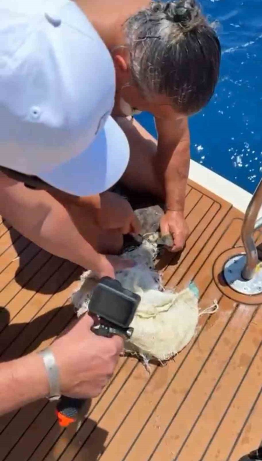 Alanya’da Çuvala Dolanan Caretta Carettayı Tur Teknesi Kaptanı Kurtardı