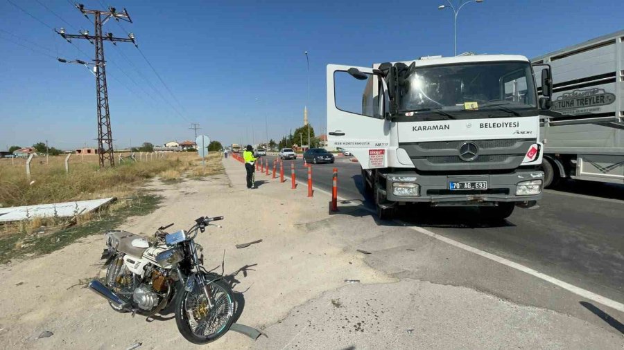 Karaman’da Motosiklet Sürücüsünün Ağır Yaralandığı Kaza Kamerada