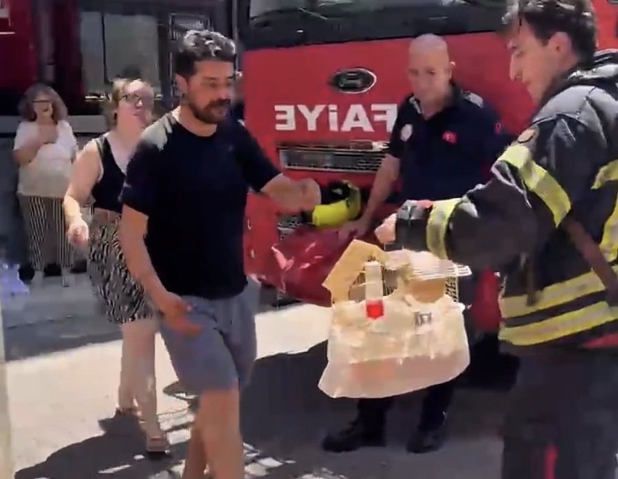 Mersin’de Yangında Mahsur Kalan Cennet Papağanını İtfaiye Kurtardı